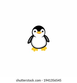 Cute penguin icon logo in flat style
