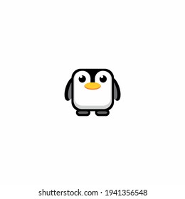 Cute penguin icon logo in flat style
