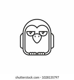 cute penguin icon, thin line style, flat design