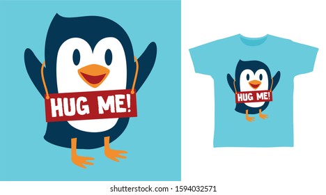 Cute penguin illustration design vector ready for print on tee, poster and other uses.