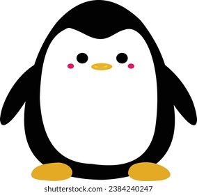 cute penguin illustration. tiny. black and white colors.