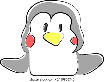 Cute penguin, illustration, vector on white background.