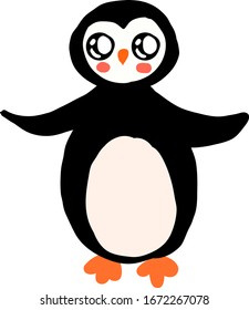 Cute penguin, illustration, vector on white background.