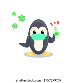 Cute Penguin illustration Wash your hand
