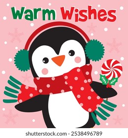 Cute Penguin image For Christmas Card or Bag design