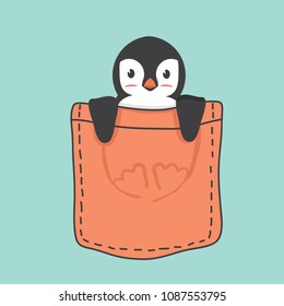 Cute Penguin inside the pocket