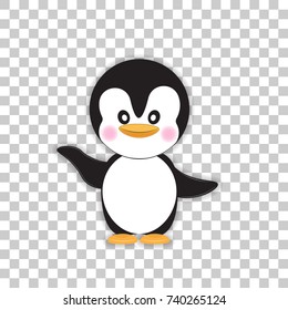Cute penguin isolated on a transparent background. Vector illustration.