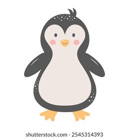 Cute penguin isolated on white background. Cartoon nursery art baby character.

