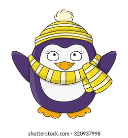 Cute penguin isolated on white