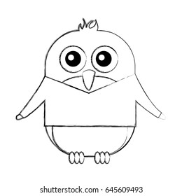 cute penguin with jacket kawaii character