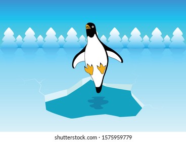 Cute Penguin Jumping On Antarctica Background Stock Vector (Royalty ...