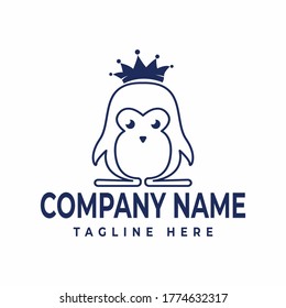 cute penguin king minimalis logo company