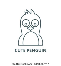 Cute penguin line icon, vector. Cute penguin outline sign, concept symbol, flat illustration
