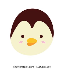 cute penguin little animal head character vector illustration design