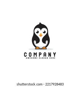 cute penguin logo design, animal penguin cartoon icon illustration vector template