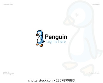 Cute Penguin logo design vector illustration Free Vector