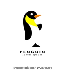 Cute penguin logo symbol and icon. Minimalist logo design. Used for the needs of service and goods brands. Cute shape of penguin animal. Unique and fresh logo. Vector illustration logo isolated.