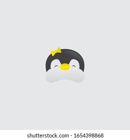 Cute Penguin Logo template design, head penguin,