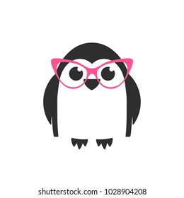 Cute penguin logo template. Isolated vector icon on white background