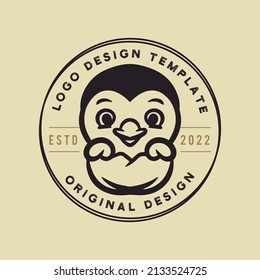 plantilla de logotipo de pingüino lindo. vector