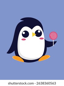 Cute Penguin with a Lollipop