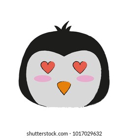 Cute penguin in love cartoon