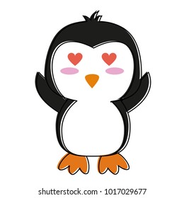 Cute penguin in love cartoon