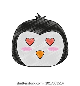 Cute penguin in love cartoon