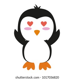 Cute penguin in love cartoon