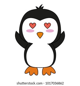 Cute penguin in love cartoon