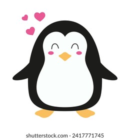 cute penguin in love, flat vector illustration for romantic prints, valentine day cards svg