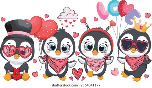 Cute Penguin Loves Valentine's Day