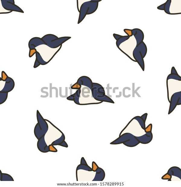 Cute Penguin Lying Cartoon Seamless Vector Stock Vector (Royalty Free ... Cute Winter Penguin Wallpaper