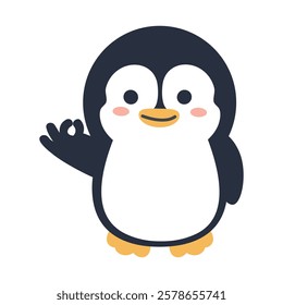 Cute Penguin make ok sign cartoon