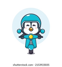 cute penguin mascot cartoon character ride on scooter