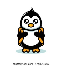 Cute penguin mascot school theme