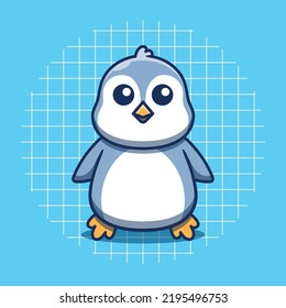 Cute penguin mascot standing vector illustration. Flat cartoon style.