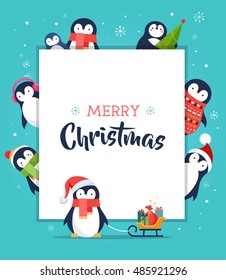 Cute Penguin - Merry Christmas Greeting Card