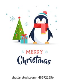 Cute penguin - Merry Christmas greeting card