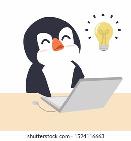 Cute Penguin with notebook vector.