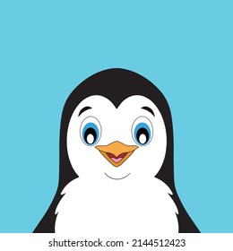 Pingüino lindo en un fondo azul