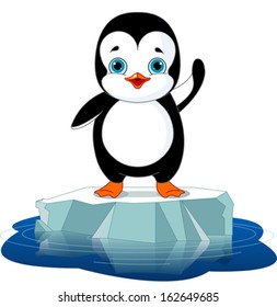 Cute  penguin on a ice floe