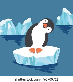 Cute penguin on ice floe