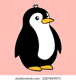 Cute penguin on pink background. Vector illustration. EPS 10