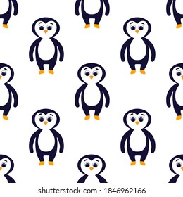 Cute penguin on a white background. Wild beautiful animals in flat style. Cartoon mammals for web pages.
Stock vector illustration for decor, design, baby textiles and
wallpaper