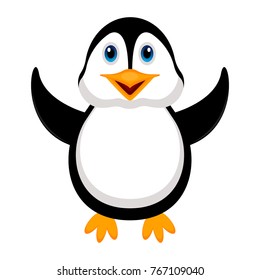 Cute penguin on a white background, Vector illustration