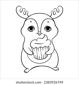 cute penguin outline character coloring vector