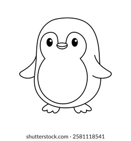 cute penguin outline for coloring illustration