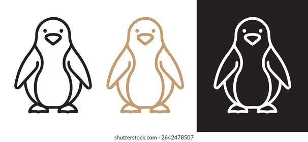 Cute penguin outline vector drawing for kids coloring page antarctic bird illustration animal graphic design.