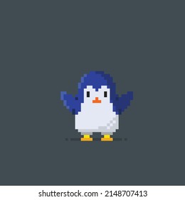 cute penguin in pixel art style